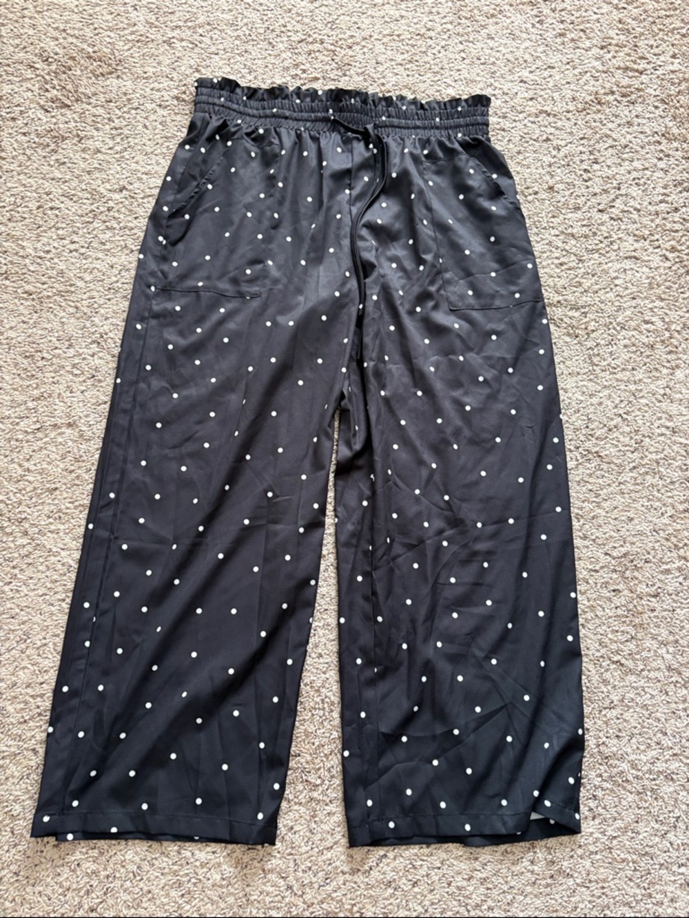 Wide Leg Black Polka Dot Pants
